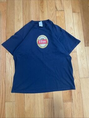 Fruit of the Loom Navy Short-Sleeve Tee with Center Logo